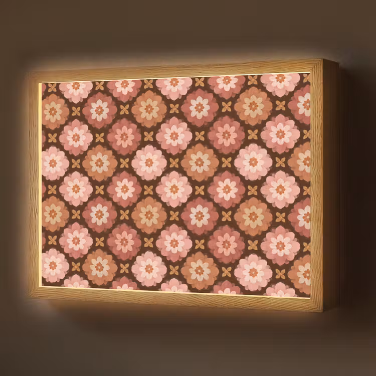 Geometrisch - Bloemen - Kleurrijk Light Box met batterij (Wandlamp) middel 907 -z3d_website