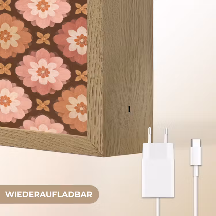 Geometrisch - Bloemen - Kleurrijk Light Box met batterij (Wandlamp) middel 907 -USP_websiteoplaadbaarDE