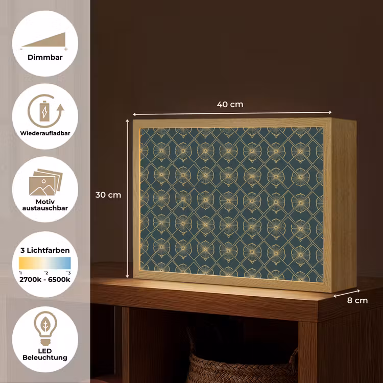 Geometrisch - Elegant - Groen Light Box met batterij (Wandlamp) middel 907 -USP_websiteoverzichtDE