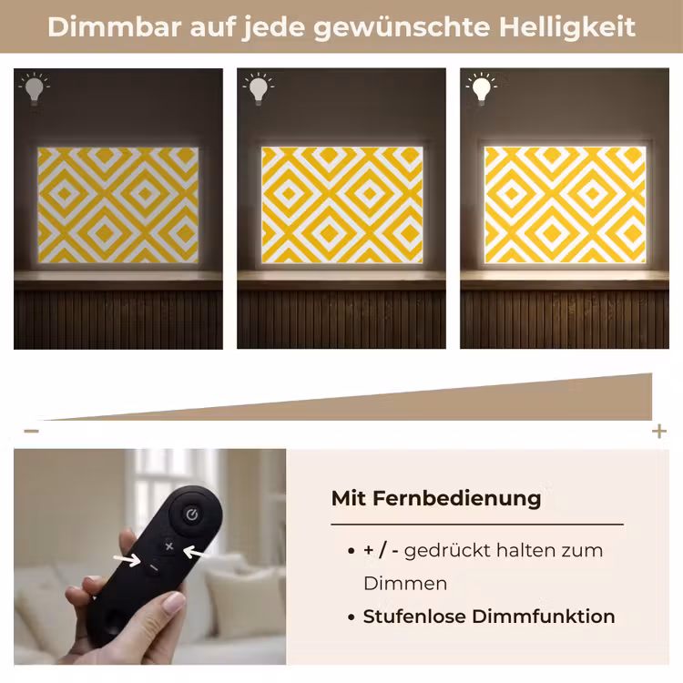Geometrisch - Lijnen - Modern - Geel - Wit Light Box met batterij (Wandlamp) middel 907 -USP_dimbaarDE