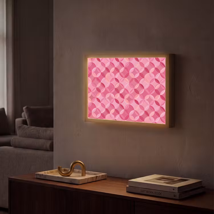 Geometrisch - Mozaïek - Modern - Roze Light Box met batterij (Wandlamp) middel 907 -sfeer1