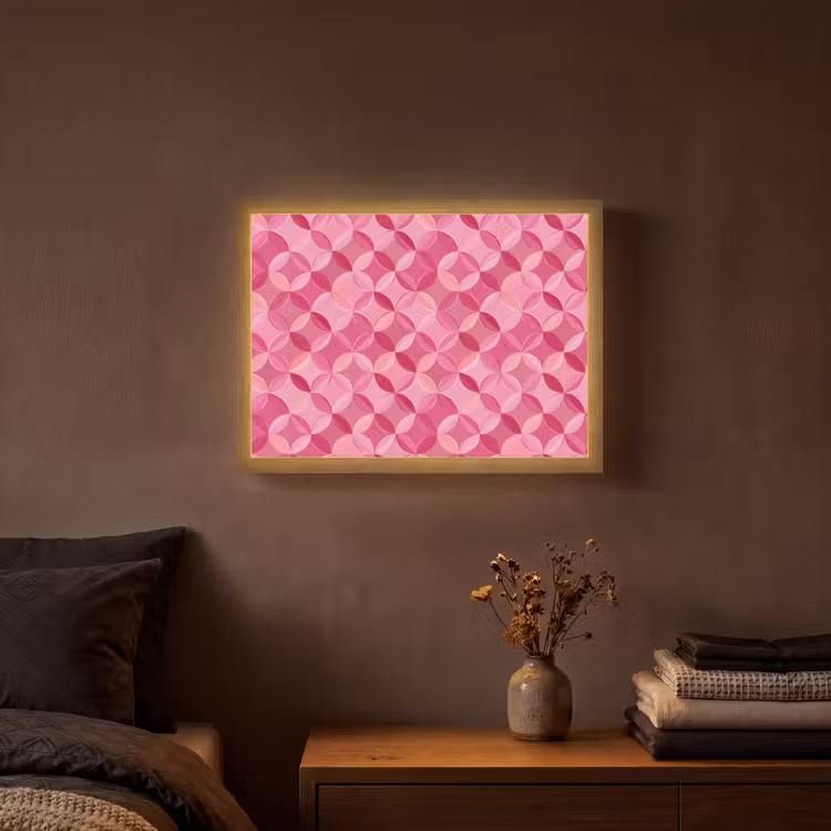 Geometrisch - Mozaïek - Modern - Roze Light Box met batterij (Wandlamp) middel 907 -sfeer4