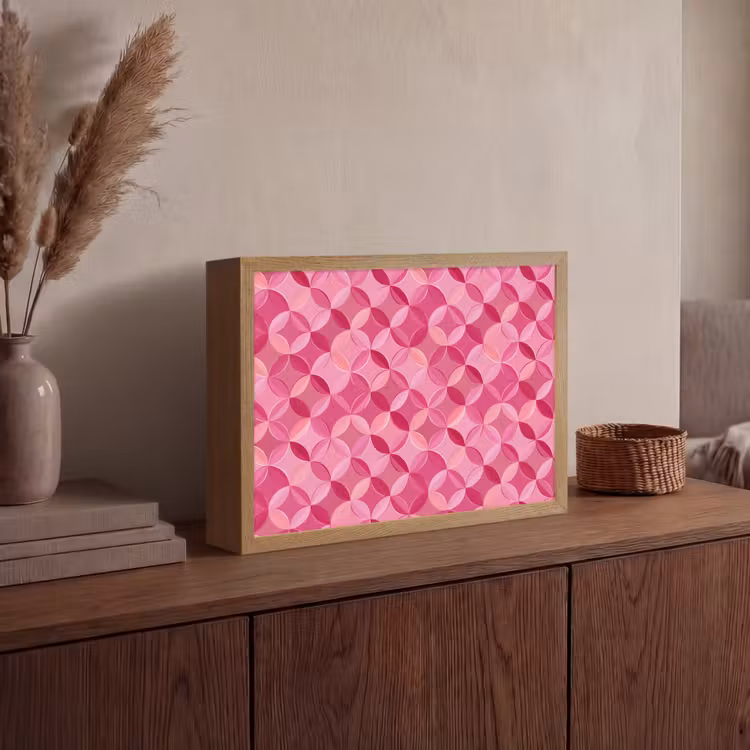 Geometrisch - Mozaïek - Modern - Roze Light Box met batterij (Wandlamp) middel 907 -sfeer2