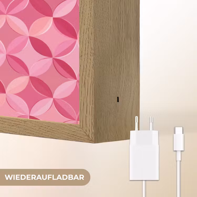 Geometrisch - Mozaïek - Modern - Roze Light Box met batterij (Wandlamp) middel 907 -USP_websiteoplaadbaarDE