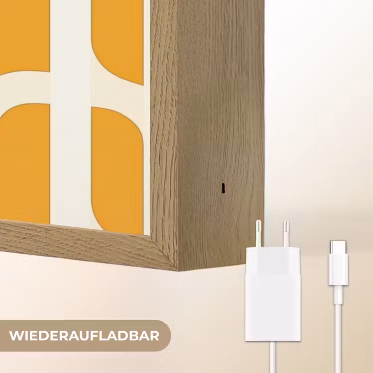 Geometrisch - Patroon - Geel - Roze Light Box met batterij (Wandlamp) middel 907 -USP_websiteoplaadbaarDE