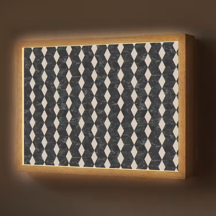 Geometrisch - Patroon - Marmer - Groen Light Box met batterij (Wandlamp) middel 907 -z3d_website
