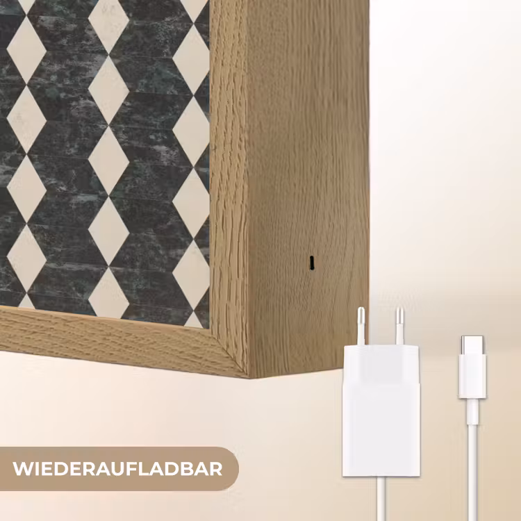 Geometrisch - Patroon - Marmer - Groen Light Box met batterij (Wandlamp) middel 907 -USP_websiteoplaadbaarDE