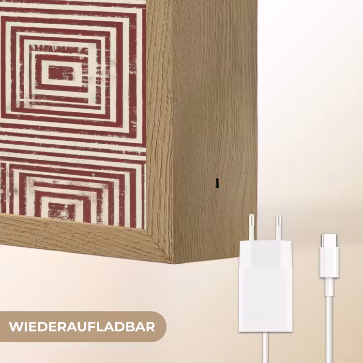 Geometrisch - Patroon - Rood Light Box met batterij (Wandlamp) middel 907 -USP_websiteoplaadbaarDE