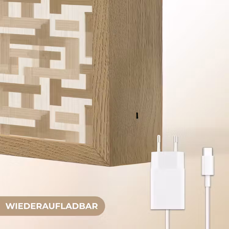 Geometrisch - Retro - Bruin Light Box met batterij (Wandlamp) middel 907 -USP_websiteoplaadbaarDE