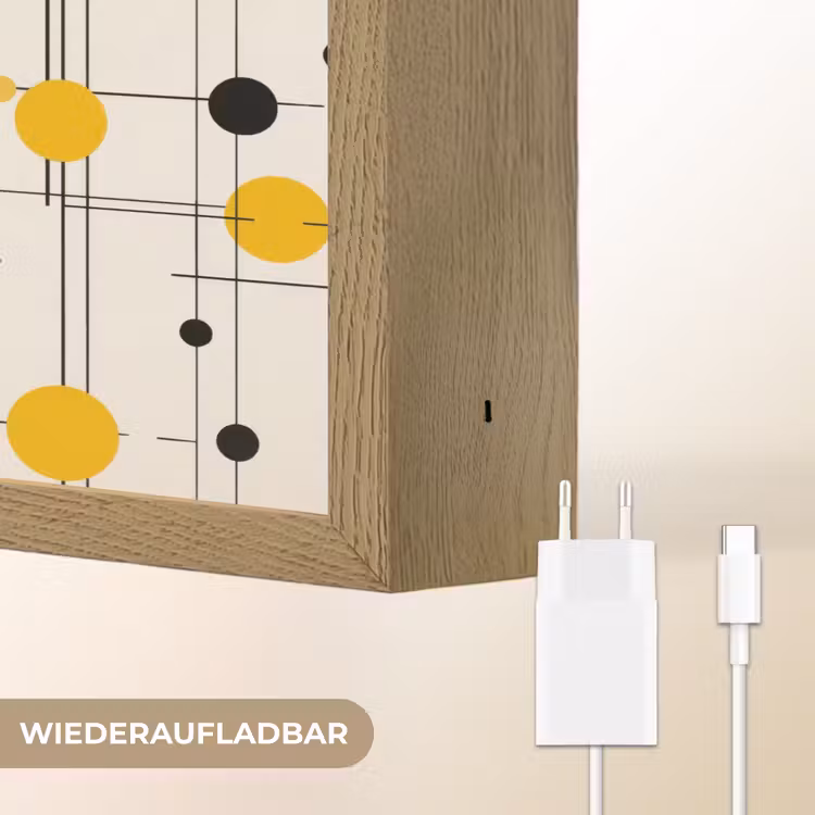 Geometrisch - Retro - Lijnen - Okergeel - Zwart Light Box met batterij (Wandlamp) middel 907 -USP_websiteoplaadbaarDE
