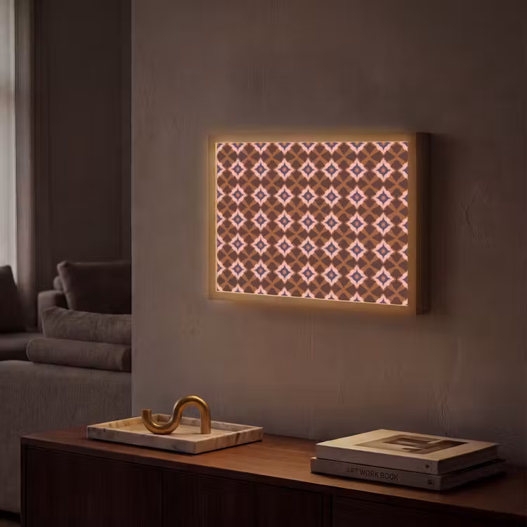 Geometrisch - Sierlijk - Bruin Light Box met batterij (Wandlamp) middel 907 -sfeer1