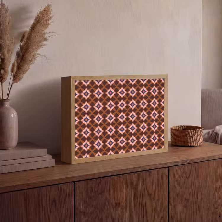 Geometrisch - Sierlijk - Bruin Light Box met batterij (Wandlamp) middel 907 -sfeer2