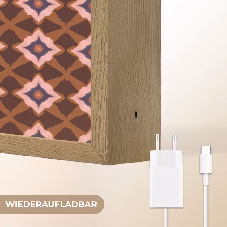 Geometrisch - Sierlijk - Bruin Light Box met batterij (Wandlamp) middel 907 -USP_websiteoplaadbaarDE