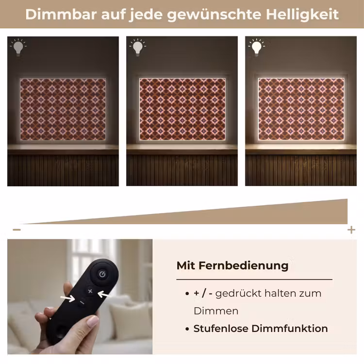 Geometrisch - Sierlijk - Bruin Light Box met batterij (Wandlamp) middel 907 -USP_dimbaarDE