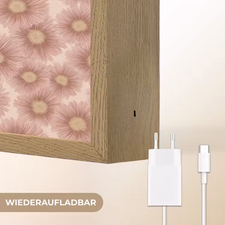 Gerbera - Bloemen - Roze Light Box met batterij (Wandlamp) middel 907 -USP_websiteoplaadbaarDE
