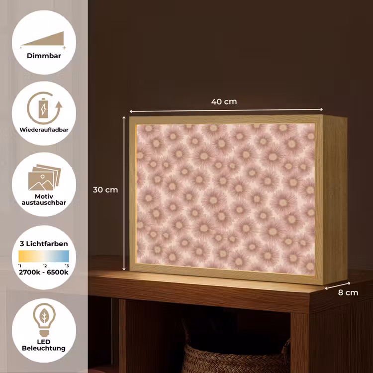 Gerbera - Bloemen - Roze Light Box met batterij (Wandlamp) middel 907 -USP_websiteoverzichtDE