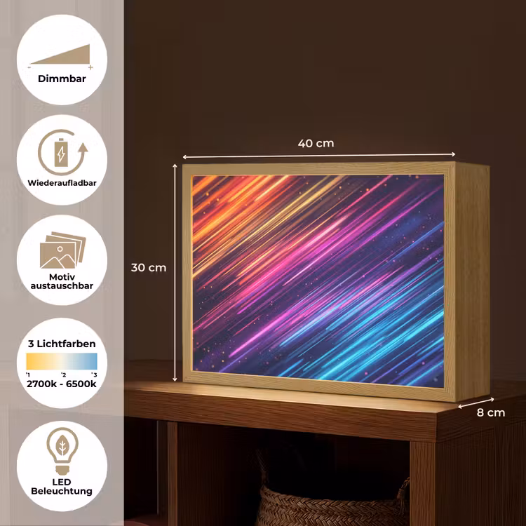 Snelheid - Kosmos - Kleurrijk Light Box met batterij (Wandlamp) middel -USP_websiteoverzichtDE
