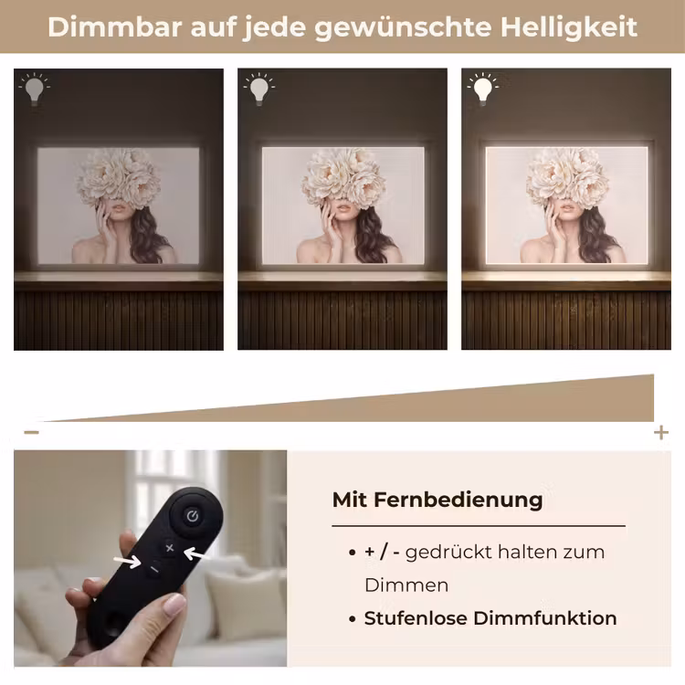 Gezicht - Pioenrozen - Crème Light Box met batterij (Wandlamp) middel -USP_dimbaarDE
