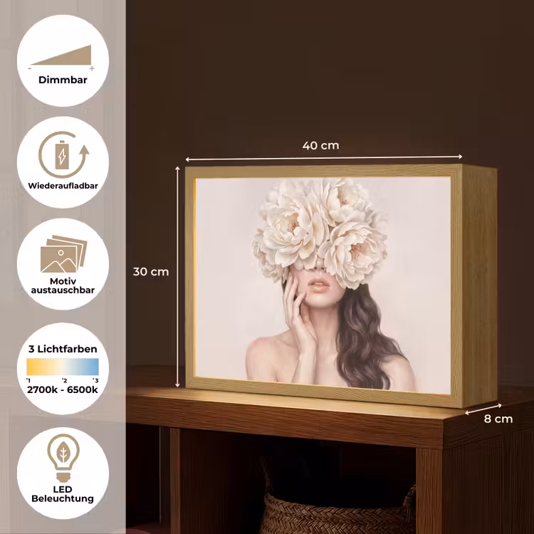 Gezicht - Pioenrozen - Crème Light Box met batterij (Wandlamp) middel -USP_websiteoverzichtDE
