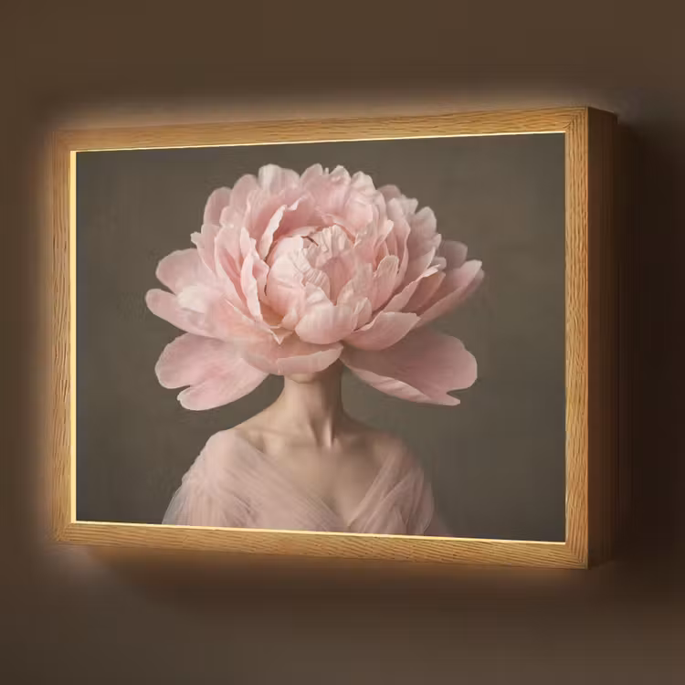 Gezicht - Roos - Roze Light Box met batterij (Wandlamp) middel -z3d_website