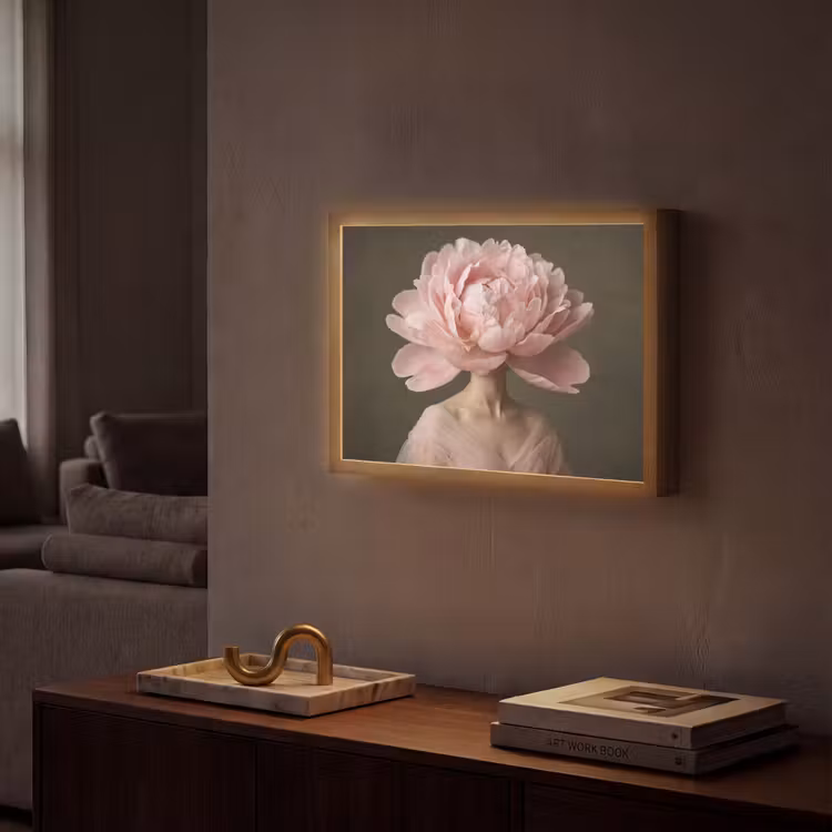 Gezicht - Roos - Roze Light Box met batterij (Wandlamp) middel -sfeer1