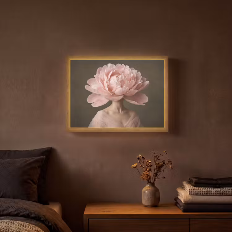Gezicht - Roos - Roze Light Box met batterij (Wandlamp) middel -sfeer4