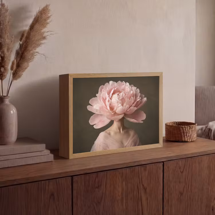 Gezicht - Roos - Roze Light Box met batterij (Wandlamp) middel -sfeer2