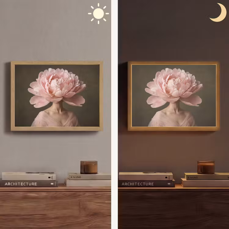 Gezicht - Roos - Roze Light Box met batterij (Wandlamp) middel -sfeer3