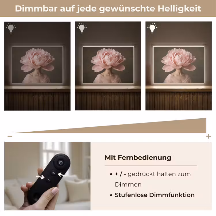 Gezicht - Roos - Roze Light Box met batterij (Wandlamp) middel -USP_dimbaarDE