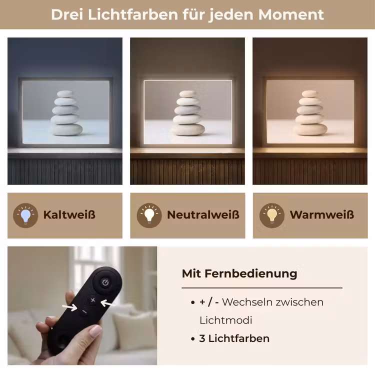 Gestapelde - Stenen - Grijs Light Box met batterij (Wandlamp) middel -USP_lichtkleurDE