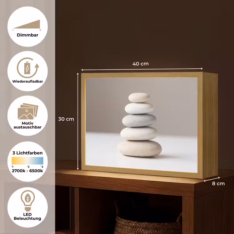 Gestapelde - Stenen - Grijs Light Box met batterij (Wandlamp) middel -USP_websiteoverzichtDE