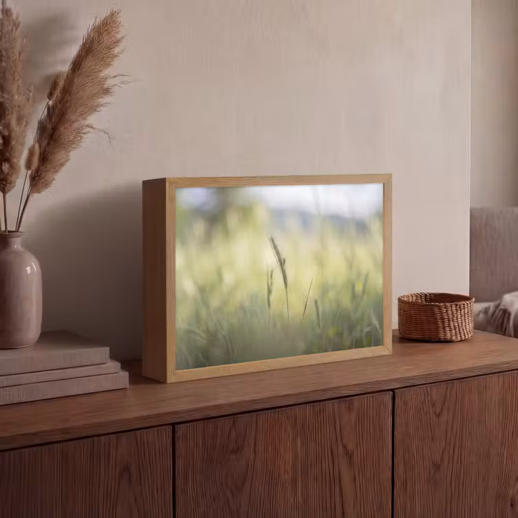 Graan - Aar - Natuur - Groen - Detail Light Box met batterij (Wandlamp) middel -sfeer2