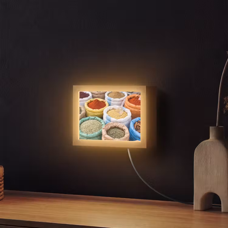 Lightbox - Wandleuchte - Gewürze – Beutel – Markt - Kruiden - Zakken - Markt Light Box met kabel (Wandlamp) klein