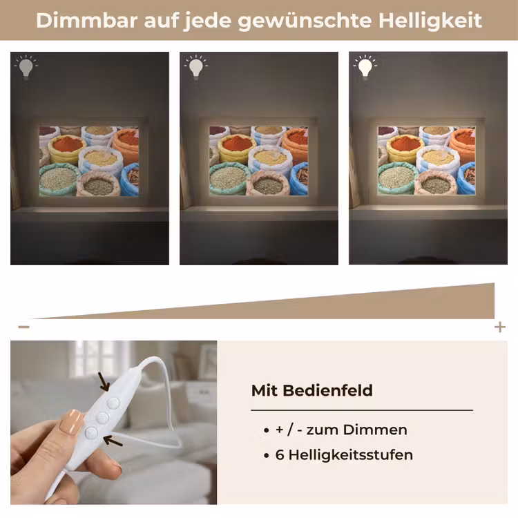 Lightbox - Wandleuchte - Gewürze – Beutel – Markt - Kruiden - Zakken - Markt Light Box met kabel (Wandlamp) klein