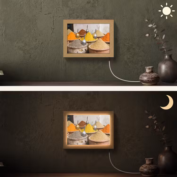Lightbox - Wandleuchte - Gewürze – Gläser – Orientalisch - Kruiden - Potten - Oosters Light Box met kabel (Wandlamp) klein
