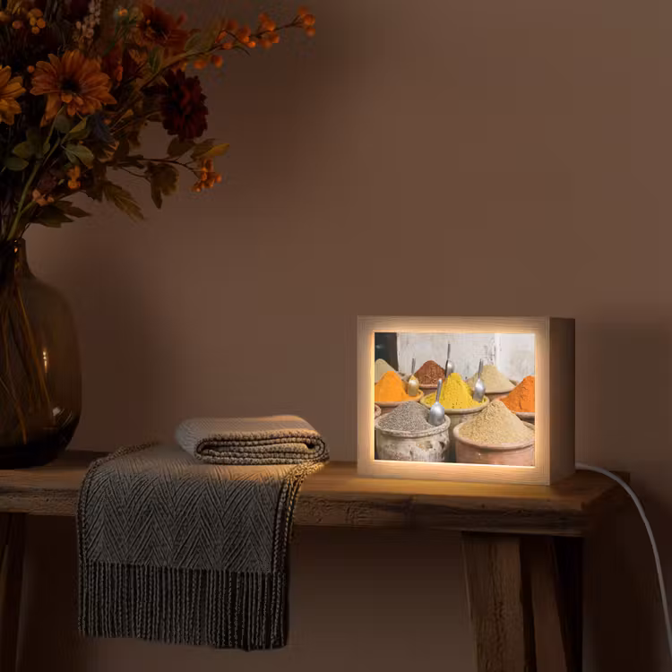 Lightbox - Wandleuchte - Gewürze – Gläser – Orientalisch - Kruiden - Potten - Oosters Light Box met kabel (Wandlamp) klein