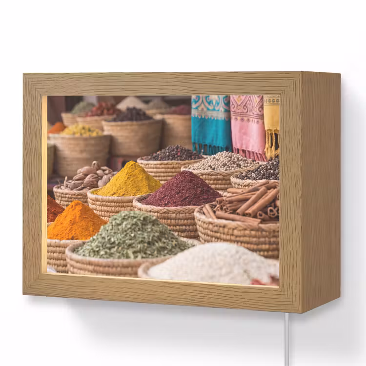 Lightbox - Wandleuchte - Gewürze – Körbe – Orientalisch - Kruiden - Manden - Oosters Light Box met kabel (Wandlamp) klein