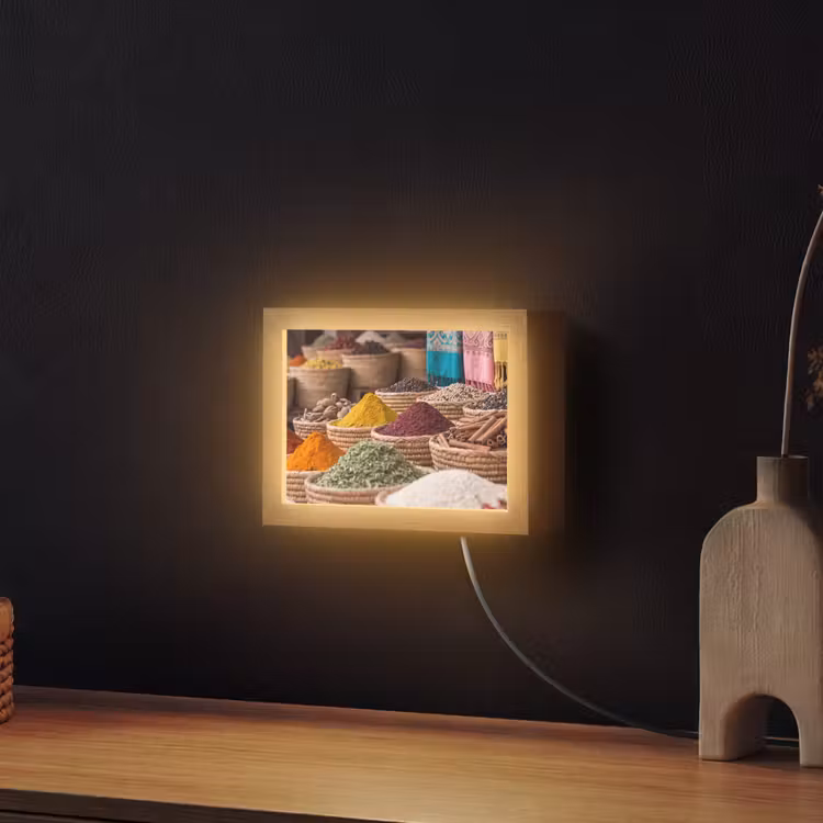 Lightbox - Wandleuchte - Gewürze – Körbe – Orientalisch - Kruiden - Manden - Oosters Light Box met kabel (Wandlamp) klein