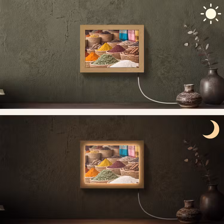 Lightbox - Wandleuchte - Gewürze – Körbe – Orientalisch - Kruiden - Manden - Oosters Light Box met kabel (Wandlamp) klein
