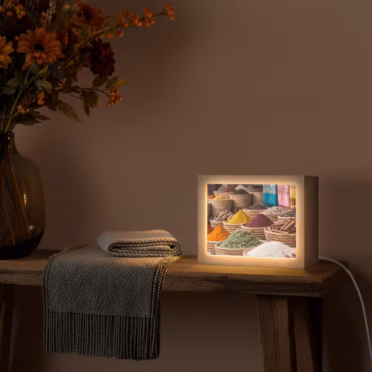 Lightbox - Wandleuchte - Gewürze – Körbe – Orientalisch - Kruiden - Manden - Oosters Light Box met kabel (Wandlamp) klein