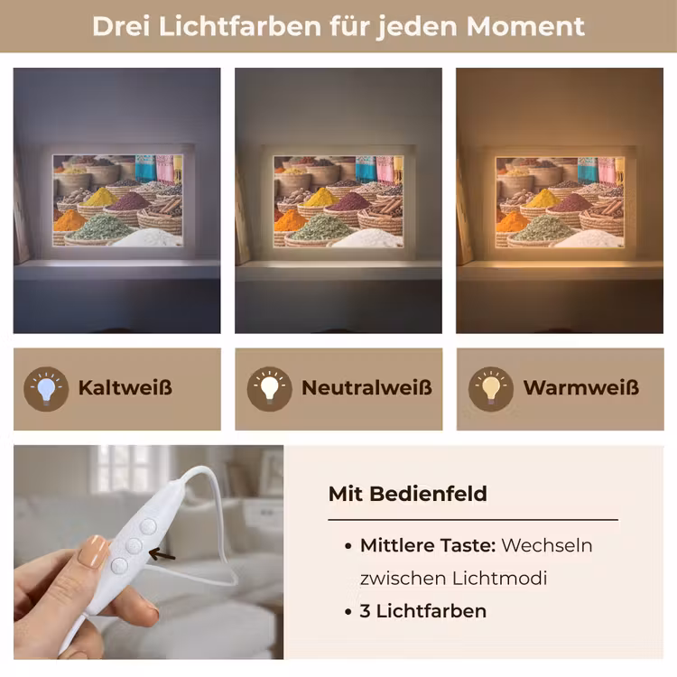 Lightbox - Wandleuchte - Gewürze – Körbe – Orientalisch - Kruiden - Manden - Oosters Light Box met kabel (Wandlamp) klein