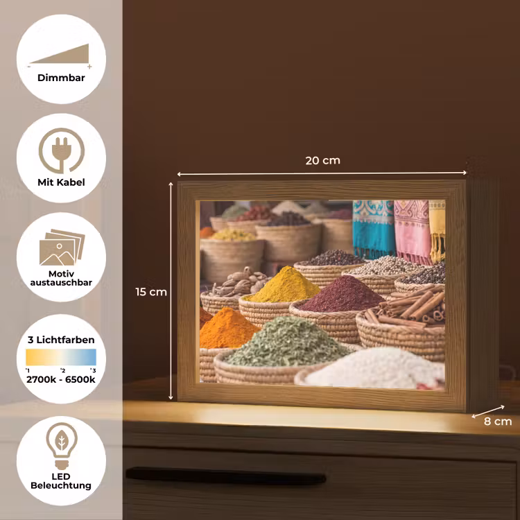 Lightbox - Wandleuchte - Gewürze – Körbe – Orientalisch - Kruiden - Manden - Oosters Light Box met kabel (Wandlamp) klein