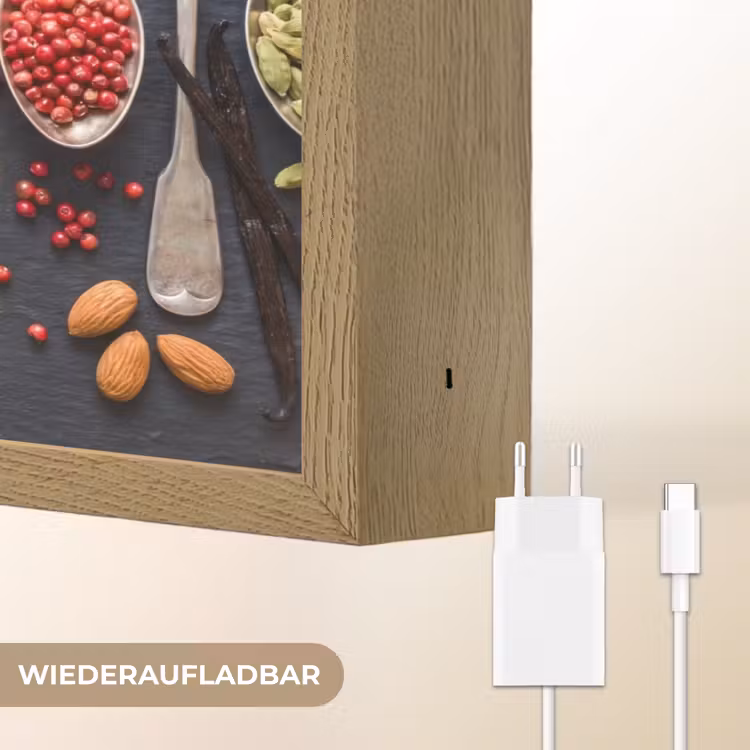 Kruiden - Lepels - Culinair - Kleurrijk - Sfeervol Light Box met batterij (Wandlamp) middel -USP_websiteoplaadbaarDE