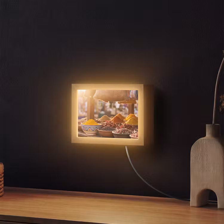 Lightbox - Wandleuchte - Gewürze – Markt – Bunt - Specerijen - Markt - Kleurrijk Light Box met kabel (Wandlamp) klein