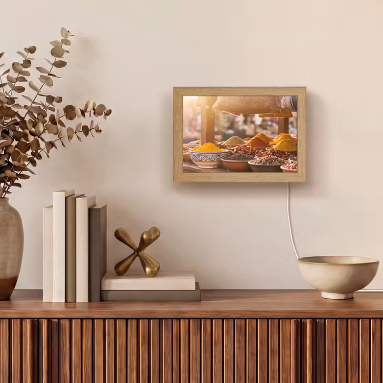 Lightbox - Wandleuchte - Gewürze – Markt – Bunt - Specerijen - Markt - Kleurrijk Light Box met kabel (Wandlamp) klein