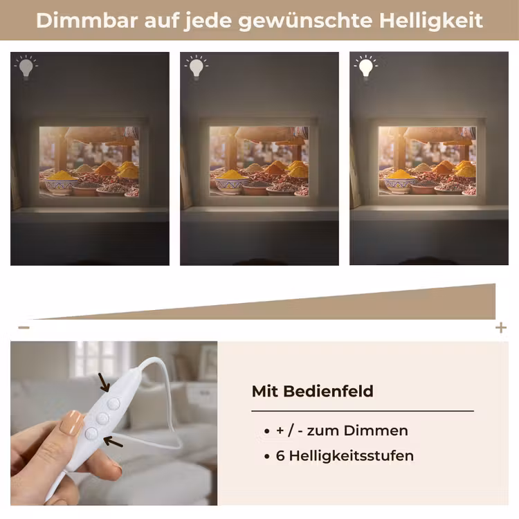 Lightbox - Wandleuchte - Gewürze – Markt – Bunt - Specerijen - Markt - Kleurrijk Light Box met kabel (Wandlamp) klein