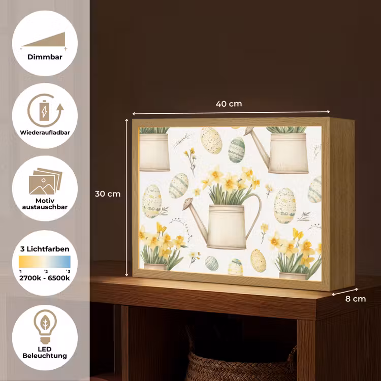 Gieter - Bloemen - Eieren Light Box met batterij (Wandlamp) middel -USP_websiteoverzichtDE