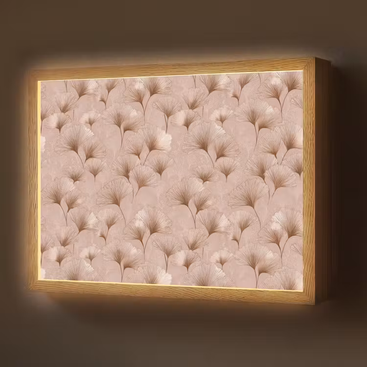 Ginkgo - Patroon - Roze Light Box met batterij (Wandlamp) middel 907 -z3d_website