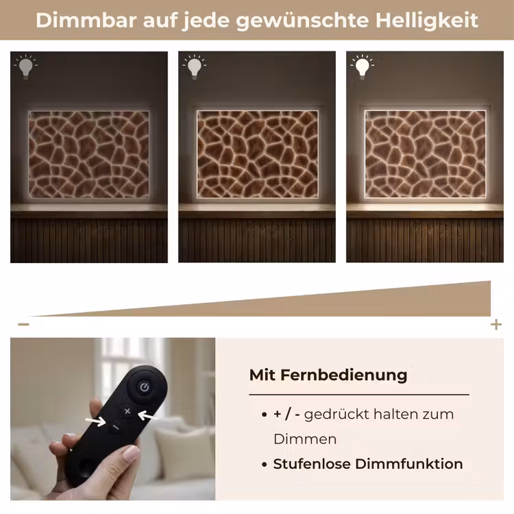 Giraf - Vacht - Bruin Light Box met batterij (Wandlamp) middel 907 -USP_dimbaarDE