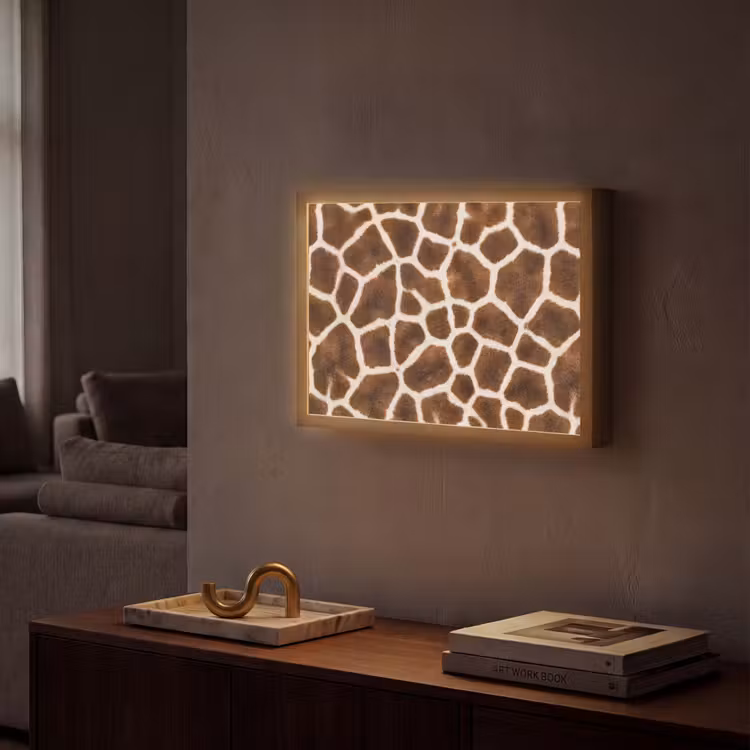 Giraf - Vacht - Klassiek - Bruin Light Box met batterij (Wandlamp) middel -sfeer1